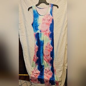 Blue/ pink tie dye dress XL